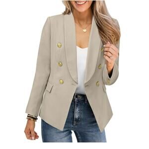 Women’s Double-Breasted Cream/Clay Blazer Jacket